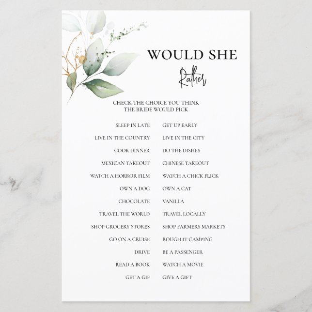 Lámina ¿Prefiere un juego de novias de verde? (Anverso)