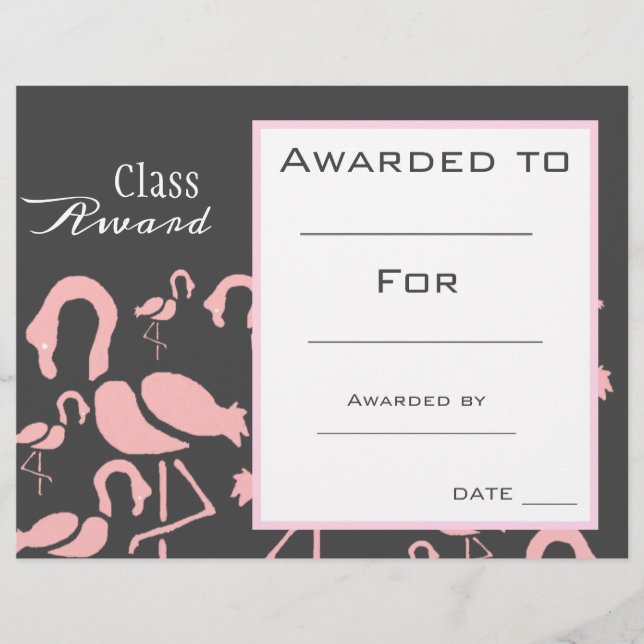 Lámina Premiación de clase animales lindos de flamingo (Anverso)