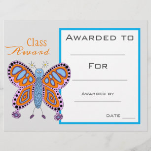 Lámina Premiación de clase tierno animal mariposa