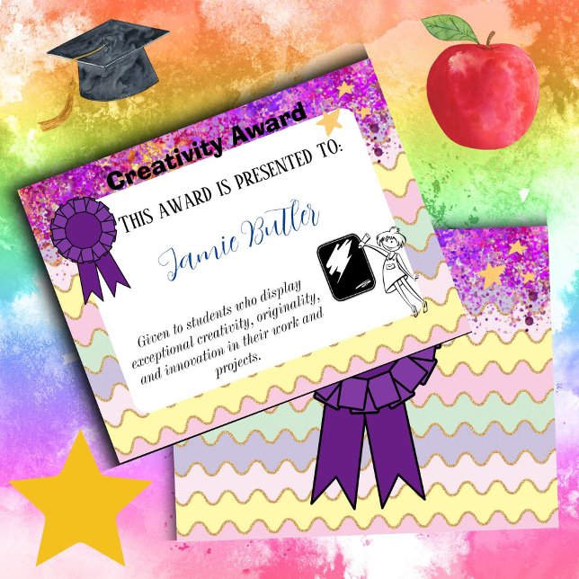 Lámina Premio a la creatividad Certificado de premio a la (Creativity award)