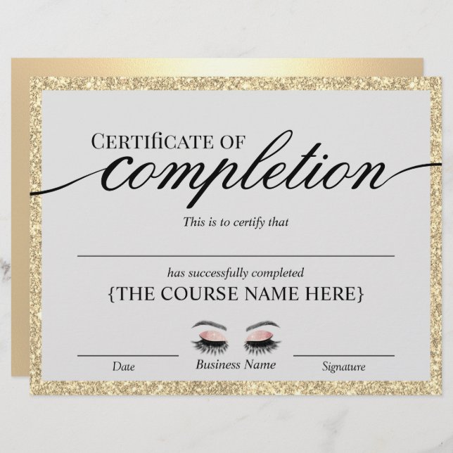 Lámina Premio al Certificado de Finalización de Salón de  (Anverso / Reverso)