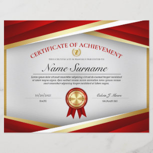 Lámina Premio al Certificado Profesional de Logro