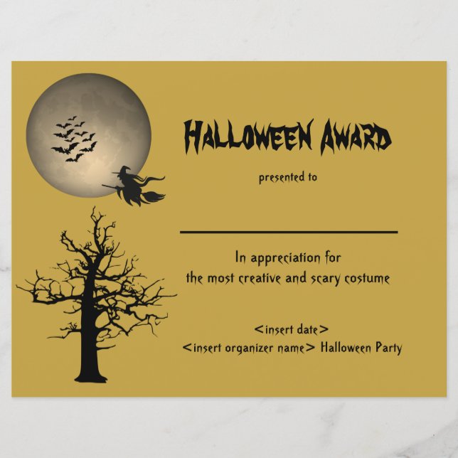 Lámina Premio al mejor disfraz de Halloween (Anverso)