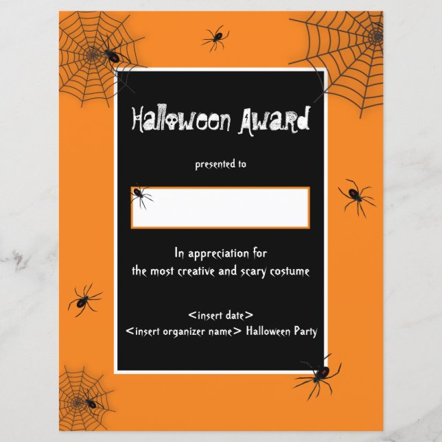 Lámina Premio al mejor disfraz de Halloween (Anverso)