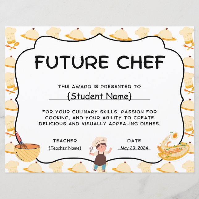 Lámina Premio al Reconocimiento de Estudiantes Chef de fi (Anverso)