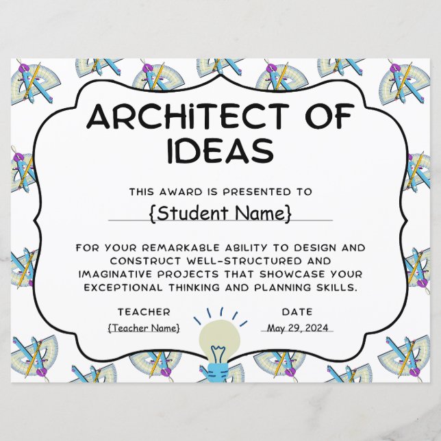 Lámina Premio al Reconocimiento Estudiantil Arquitecto de (Anverso)