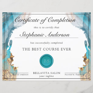 Lámina Premio Blue And Gold Modern Liquid Watercolor