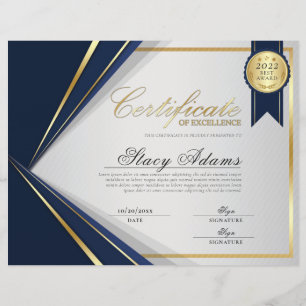 Lámina Premio Blue & Gold Certificado de Excelencia