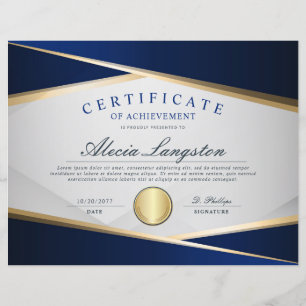 Lámina Premio Blue & Gold Certificado de Logro