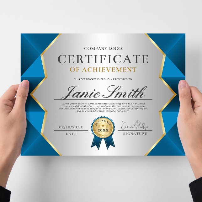 Lámina Premio Blue Gold Certificado Of Achievt (Subido por el creador)