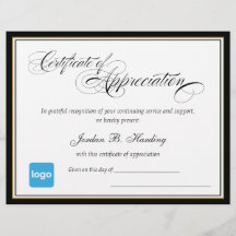 Premio Certificado de Apreciación - Añadir logotip