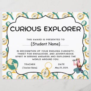 Lámina Premio Curioso de Reconocimiento Estudiantil Explo
