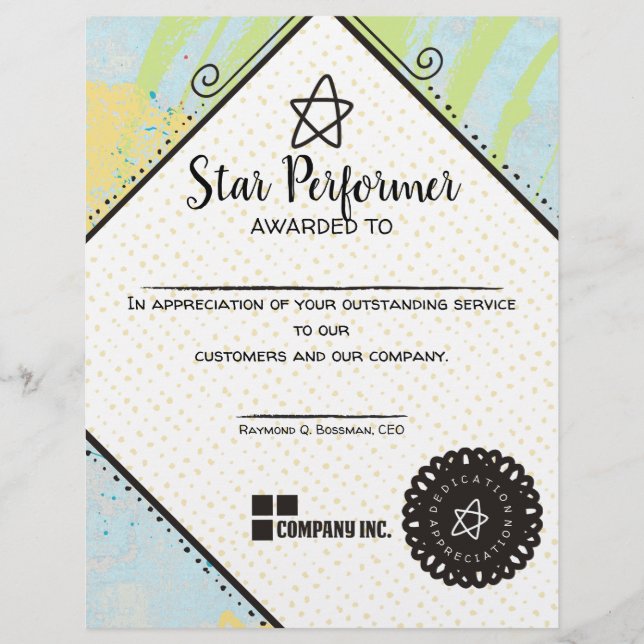 Lámina premio de agradecimiento al empleado destacado abs (Anverso)