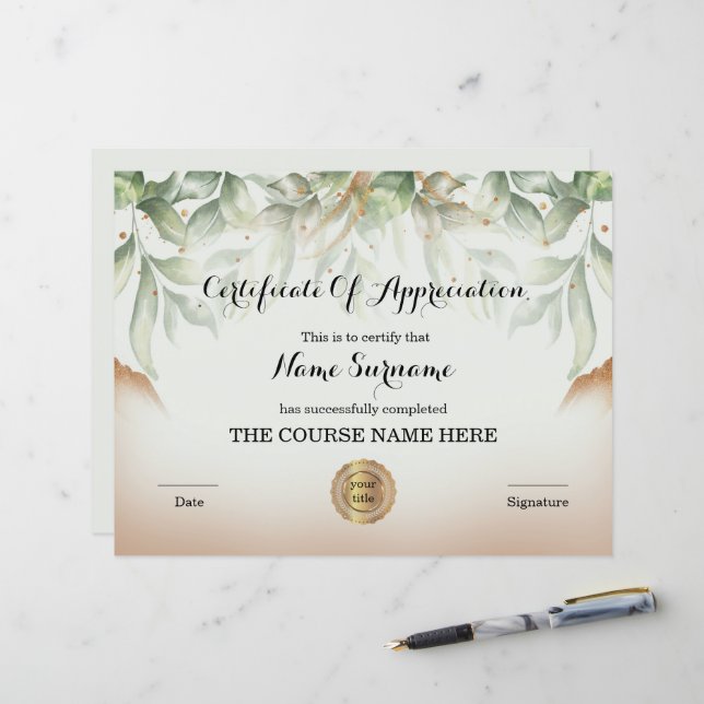 Lámina Premio de Apreciación de Certificado (Anverso/Reverso In Situ)