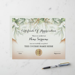 Lámina Premio de Apreciación de Certificado