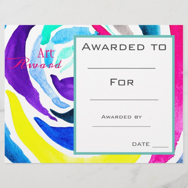 Lámina Premio de arte de clase pinta acuarela (Anverso)