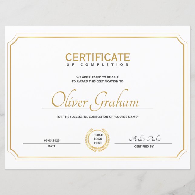 Lámina Premio de Certificación de Finalización (Anverso)