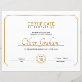 Lámina Premio de Certificación de Finalización