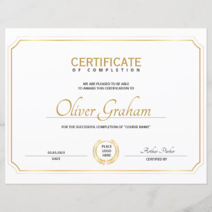 Lámina Premio de Certificación de Finalización