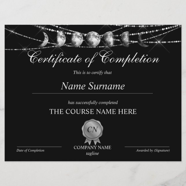 Lámina Premio de Certificado de Finalización de la Luna d (Anverso)