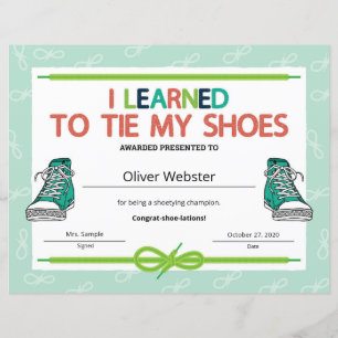 Lámina Premio de certificado de hitos Way to Tie Laces