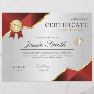 Lámina Premio De Certificado De Logro De Oro Rojo