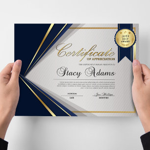 Lámina Premio de Certificado Profesional Blue & Gold