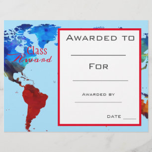 Lámina Premio de clase Estudiante de geografía