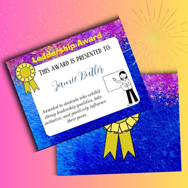 Lámina Premio de clase motivacional de los certificados d (Leadership award)