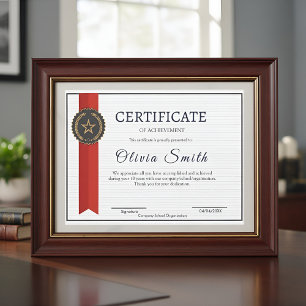 Lámina Premio de Logro Elegante Rojo y Dorado para el Per