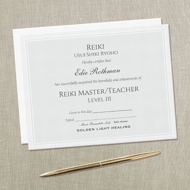 Lámina Premio de Maestría de Reiki (Subido por el creador)