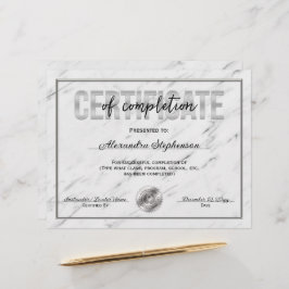 Lámina Premio de Silver Certificado de Terminación del Cu