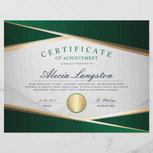 Lámina Premio del Certificado de Logro Ecológico y Oro