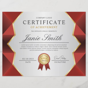 Lámina Premio Del Certificado De Logro Rojo Y Oro