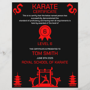 Lámina Premio del Certificado Karate