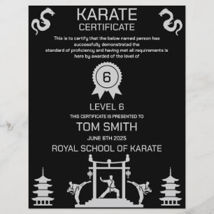Lámina Premio del Certificado Karate