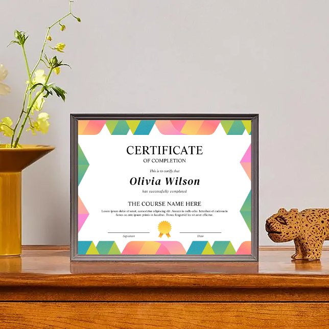 Lámina Premio Editable de Certificado de Finalización del (Editable Certificate of Completion Course Award)