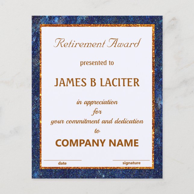 Lámina Premio Elegante de Jubilación (Anverso)