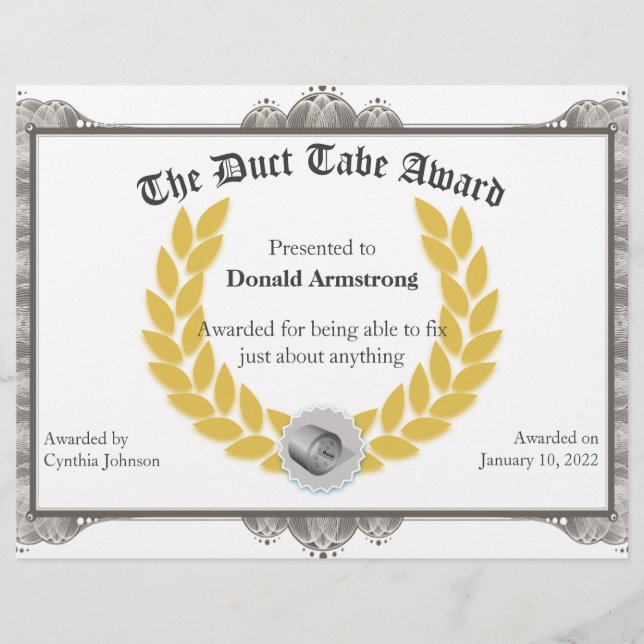 Lámina Premio Funny Employee - Cinta Duct (Anverso)