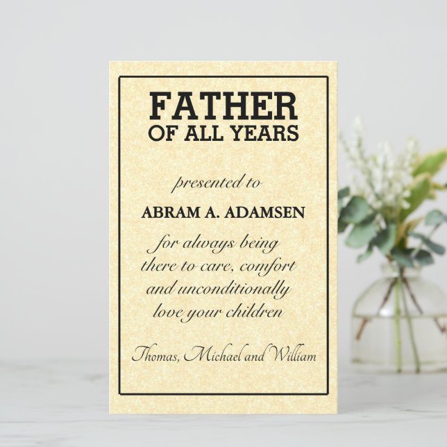 Lámina Premio Padre De Todos Los Años (Anverso de pie)