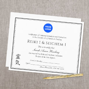 Lámina Premio Reiki de certificación de cumplimiento prof