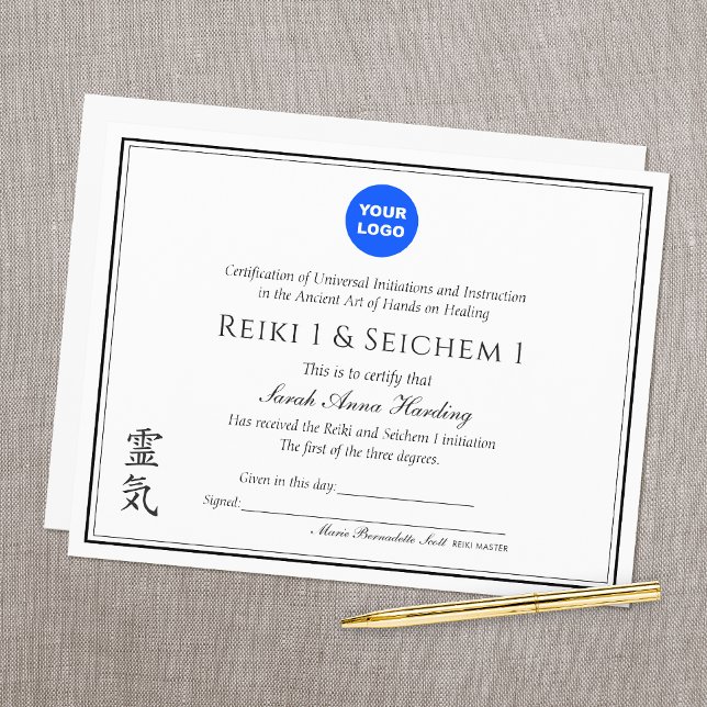 Lámina Premio Reiki de certificación de cumplimiento prof (Subido por el creador)