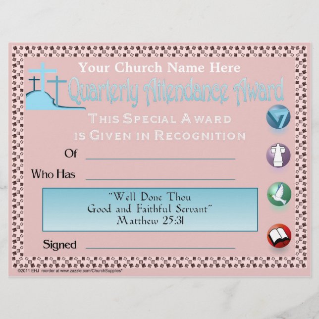 Lámina Premio Trimestral de Asistencia (Anverso)