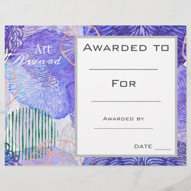 Lámina Premios de arte de clases arte abstracto azul (Anverso)