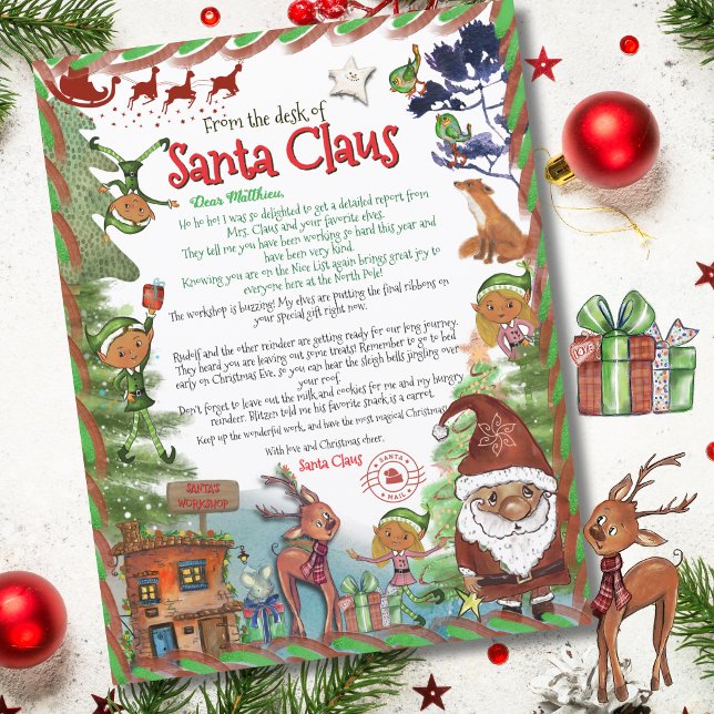Lámina Premium Personalized Watercolor Letter from Santa  (Premium Personalized Watercolor Letter from Santa )