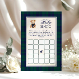 Lámina Preppy Baby v Bingo Teddy Bear Navy Plaid game