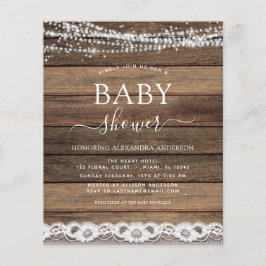 Lámina Presupuestación Baby Shower Rustic Farmhouse Lace