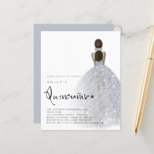 Lámina Presupuestación Plata Vestido Pelo Oscuro QR Quinc