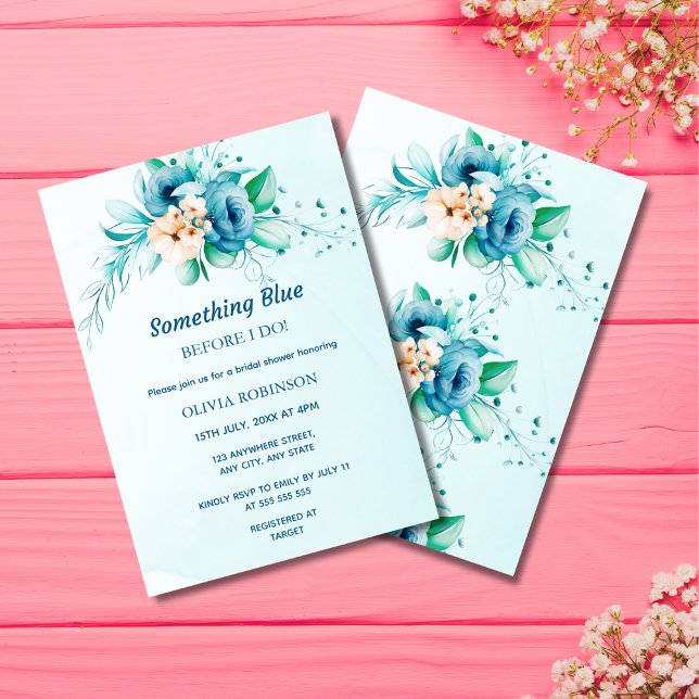 Lámina Presupuestar algo de la invitación a la ducha azul (Budget Something Blue Before I Do Bridal Shower Invitation )