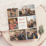 Lámina Presupuestar nuestro deseo | Carta de Navidades y<br><div class="desc">Una moderna tarjeta de presupuesto vacacional para Navidades de boho, un lienzo para mostrar los momentos más apreciados de tu año. Este diseño presenta un collage de fotos de seis de tus fotos favoritas dispuestas alrededor del borde de la tarjeta. En medio de la tarjeta, "vacaciones más felices", o un...</div>